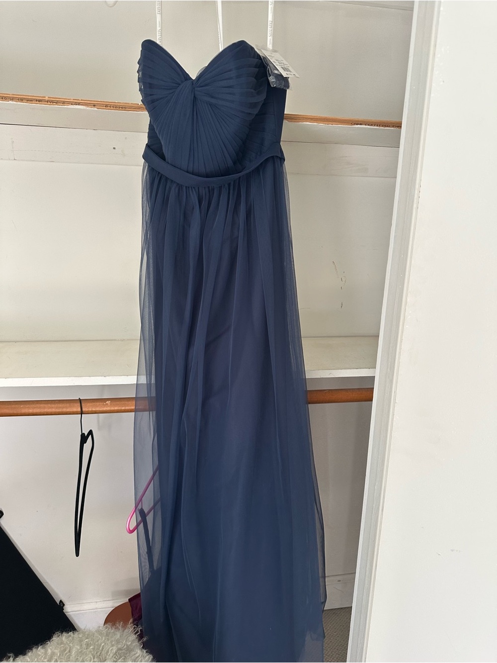Navy Strapless Tulle Gown